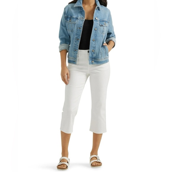 Elle Women’s Size 16 White Denim Mid Rise Cropped Pants Capris Jeans - Picture 2 of 11